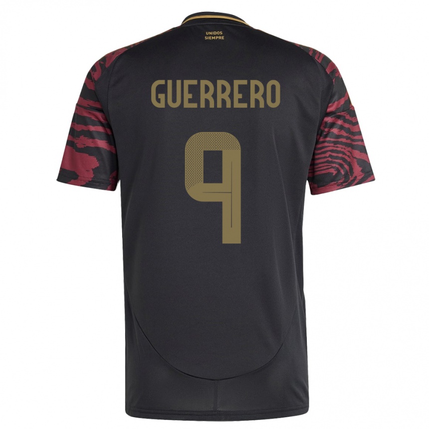 Kids Football Peru Paolo Guerrero #9 Black Away Jersey 24-26 T-Shirt Nz