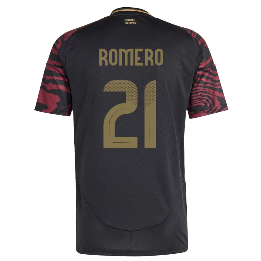 Kids Football Peru Diego Romero #21 Black Away Jersey 24-26 T-Shirt Nz