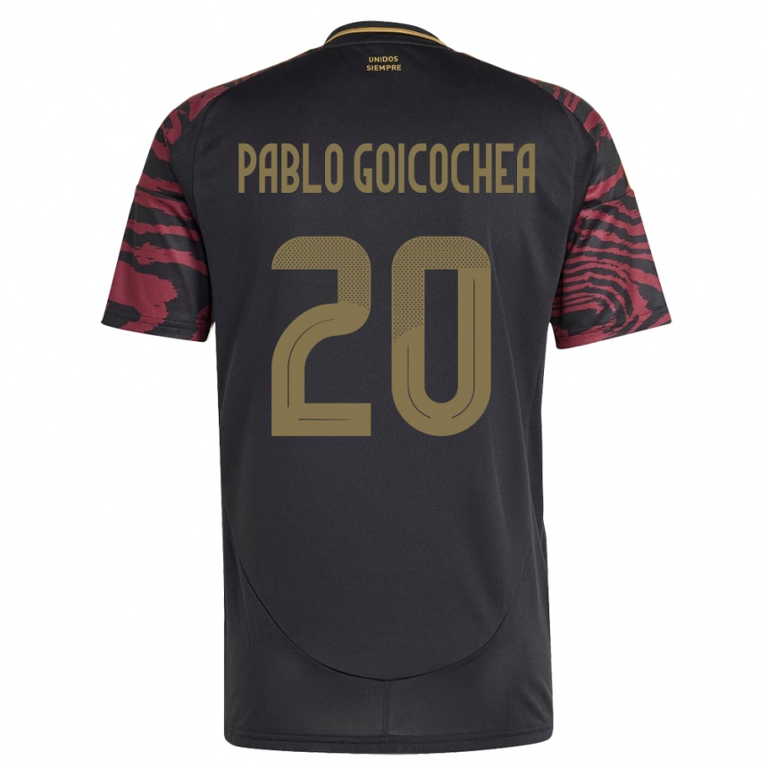 Kids Football Peru Juan Pablo Goicochea #20 Black Away Jersey 24-26 T-Shirt Nz