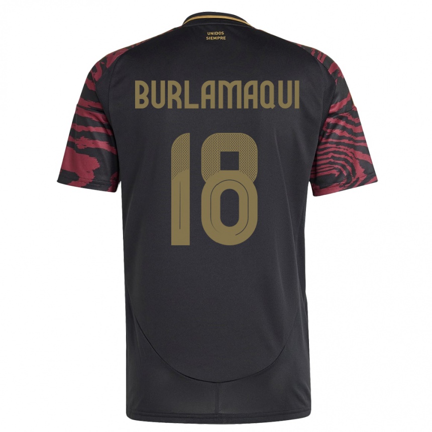 Kids Football Peru Alessandro Burlamaqui #18 Black Away Jersey 24-26 T-Shirt Nz