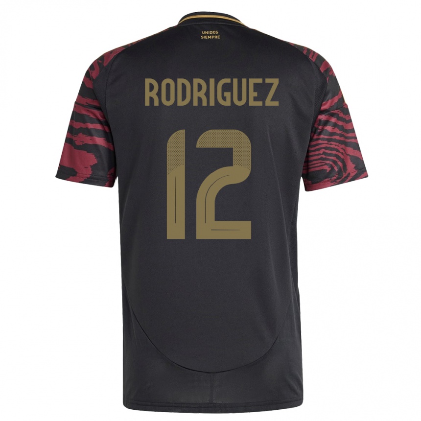 Kids Football Peru Jhefferson Rodríguez #12 Black Away Jersey 24-26 T-Shirt Nz