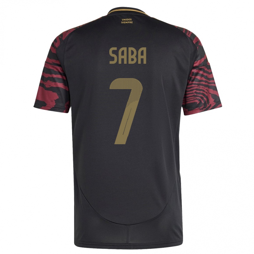 Kids Football Peru Emilio Saba #7 Black Away Jersey 24-26 T-Shirt Nz