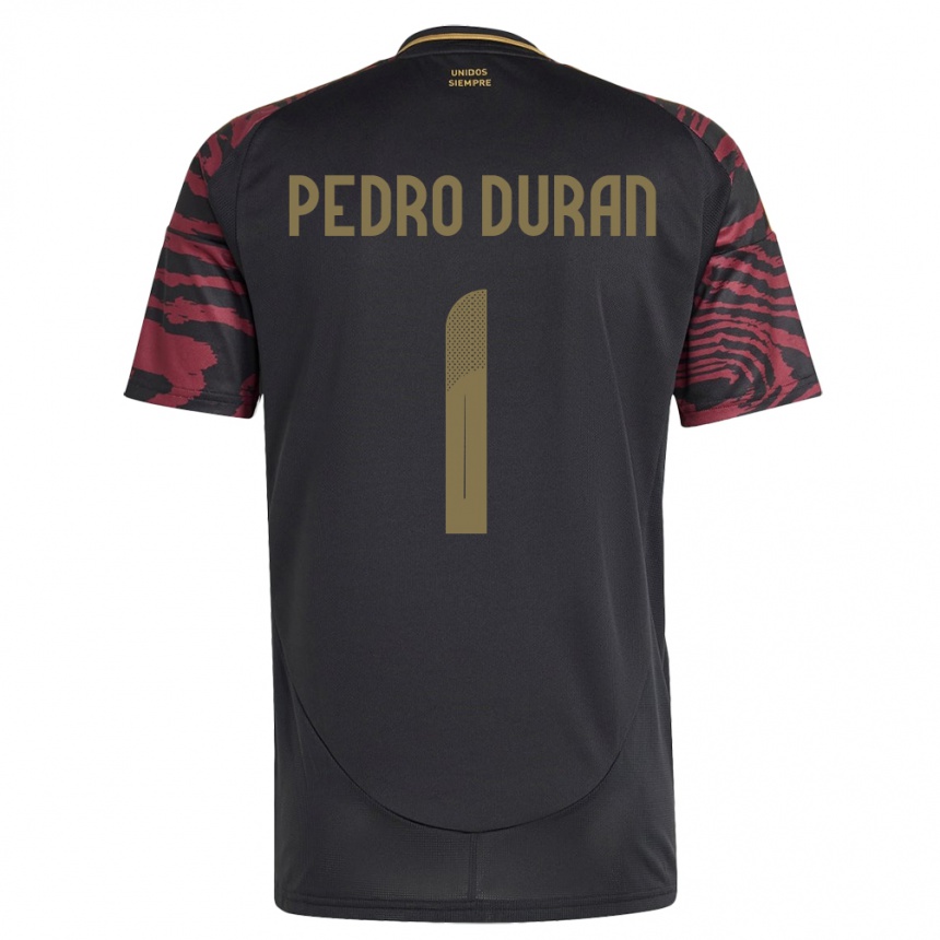 Kids Football Peru Juan Pedro Durán #1 Black Away Jersey 24-26 T-Shirt Nz