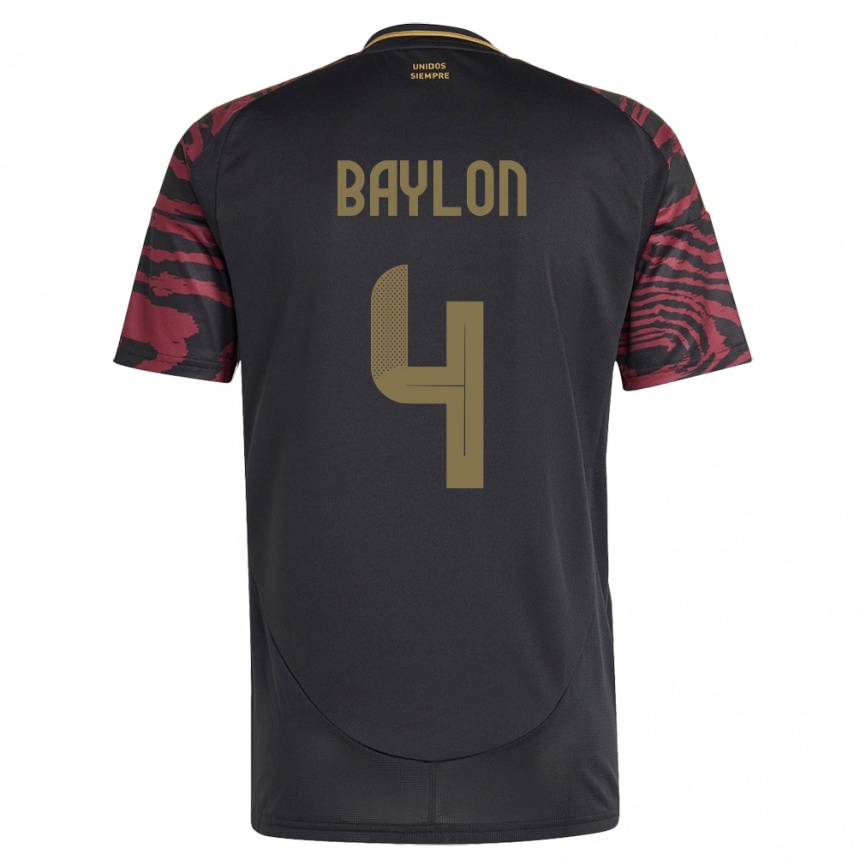 Kids Football Peru Luis Baylón #4 Black Away Jersey 24-26 T-Shirt Nz