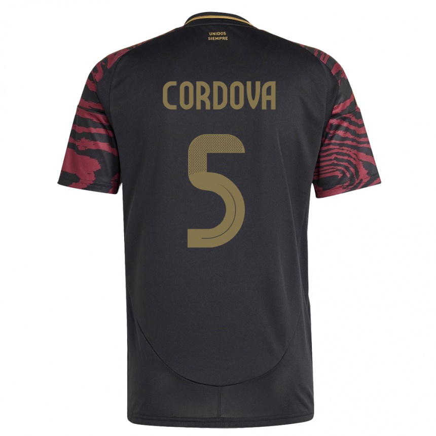 Kids Football Peru Bryan Córdova #5 Black Away Jersey 24-26 T-Shirt Nz