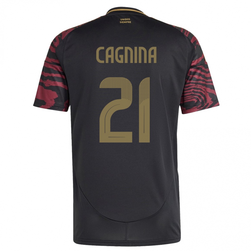 Kids Football Peru Grace Cagnina #21 Black Away Jersey 24-26 T-Shirt Nz