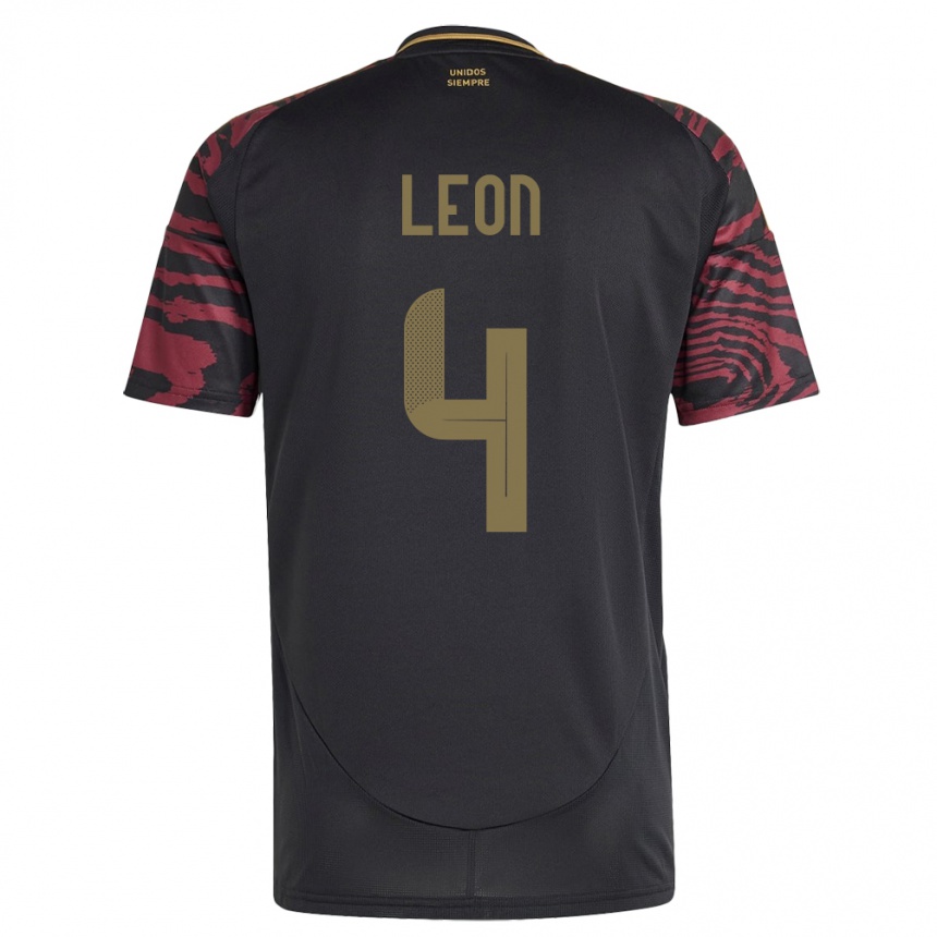 Kids Football Peru Mía León #4 Black Away Jersey 24-26 T-Shirt Nz