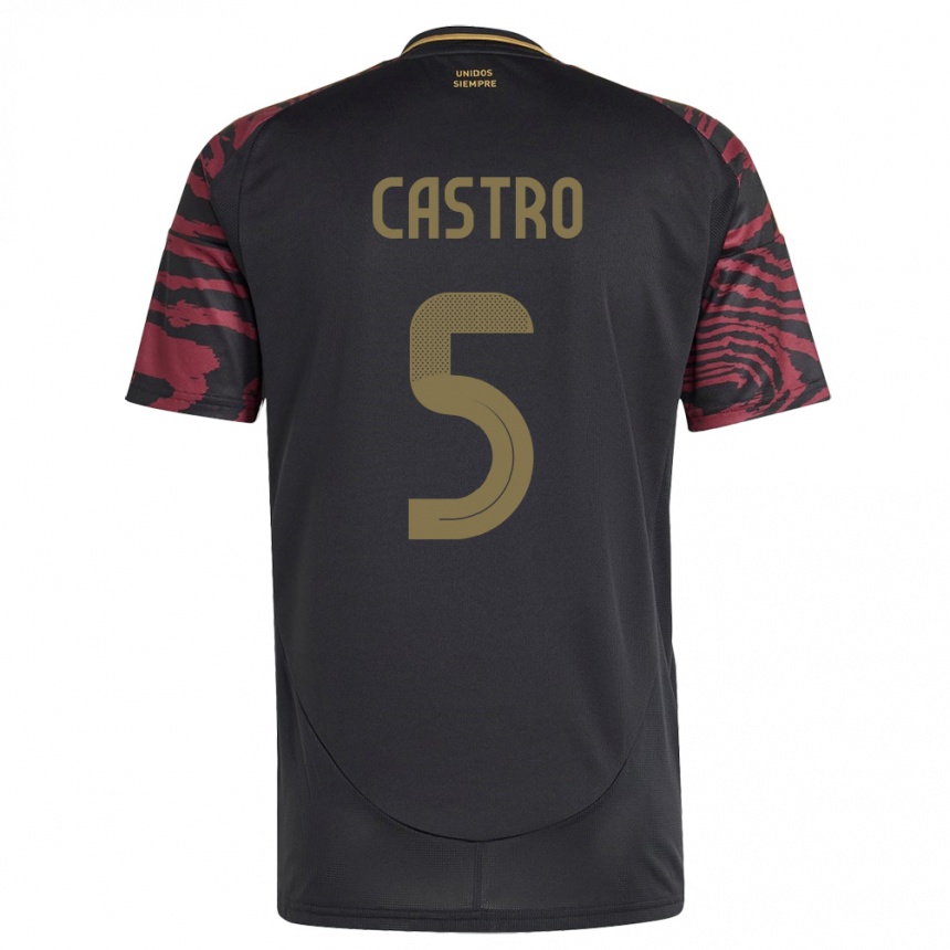 Kids Football Peru Rosa Castro #5 Black Away Jersey 24-26 T-Shirt Nz