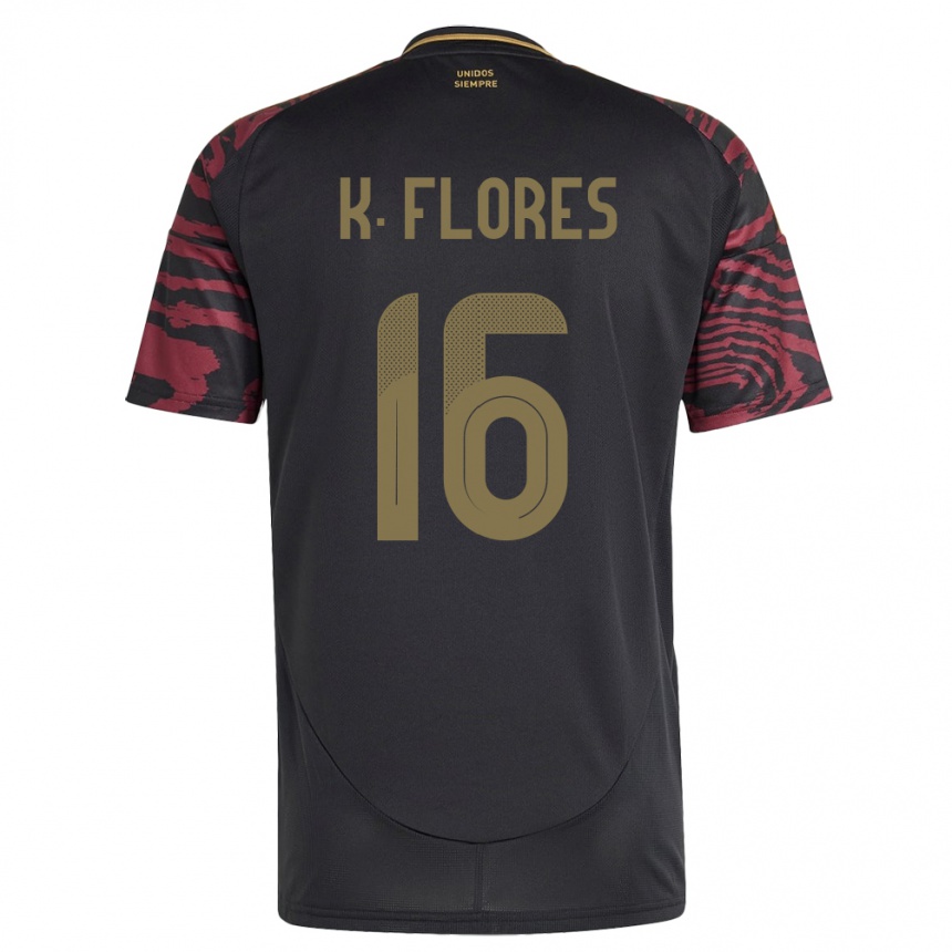 Kids Football Peru Kimbherly Flores #16 Black Away Jersey 24-26 T-Shirt Nz