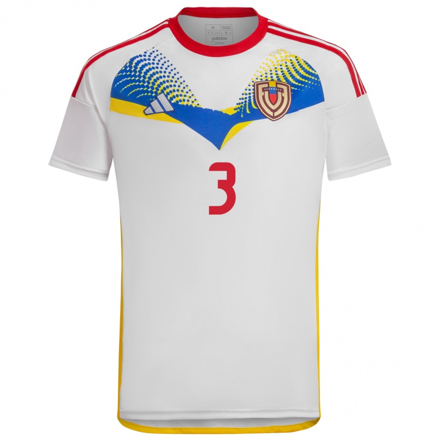 Kids Football Venezuela Rafael Uzcátegui #3 White Away Jersey 24-26 T-Shirt Nz