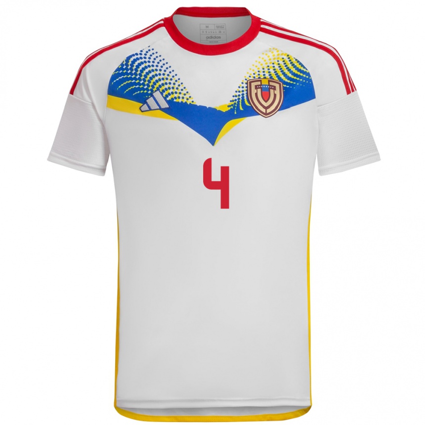 Kids Football Venezuela María Peraza #4 White Away Jersey 24-26 T-Shirt Nz