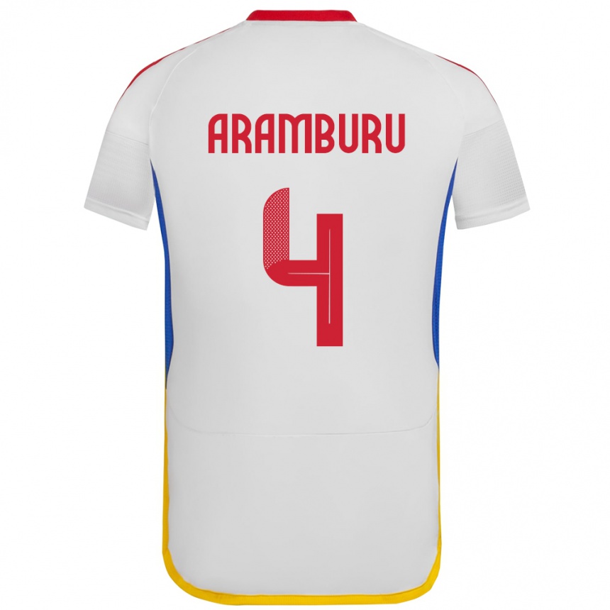 Kids Football Venezuela Jon Aramburu #4 White Away Jersey 24-26 T-Shirt Nz