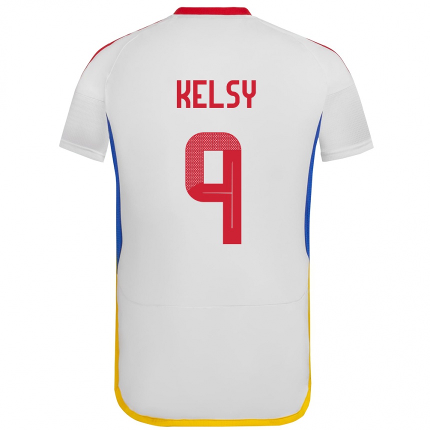 Kids Football Venezuela Kevin Kelsy #9 White Away Jersey 24-26 T-Shirt Nz