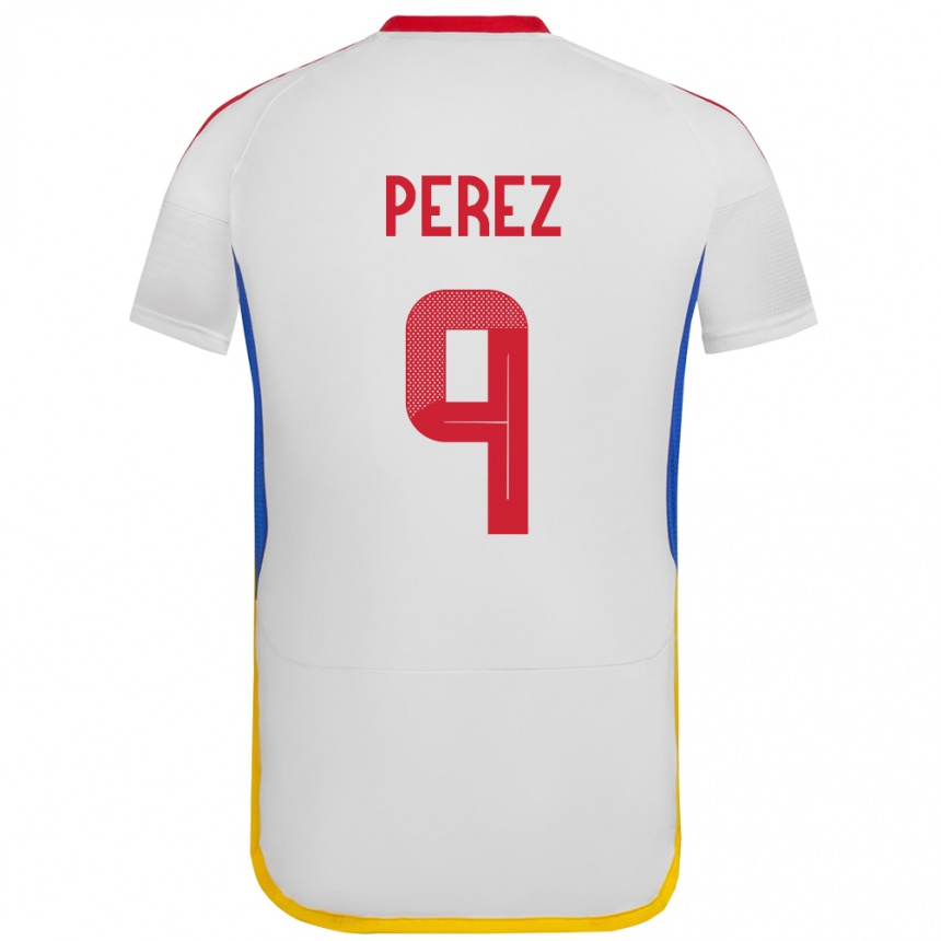 Kids Football Venezuela Daniel Pérez #9 White Away Jersey 24-26 T-Shirt Nz