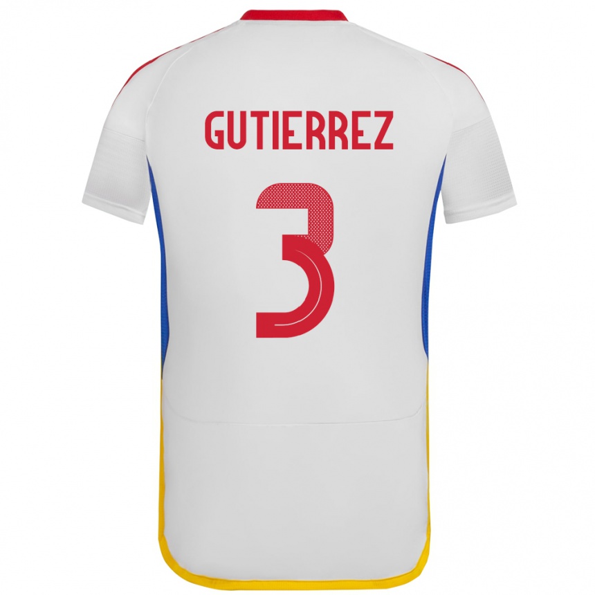 Kids Football Venezuela Nairelis Gutiérrez #3 White Away Jersey 24-26 T-Shirt Nz