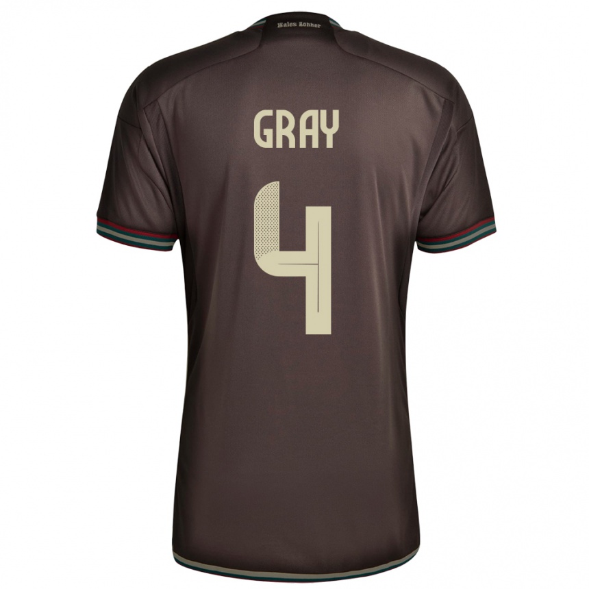 Kids Football Jamaica Tayvon Gray #4 Night Brown Away Jersey 24-26 T-Shirt Nz