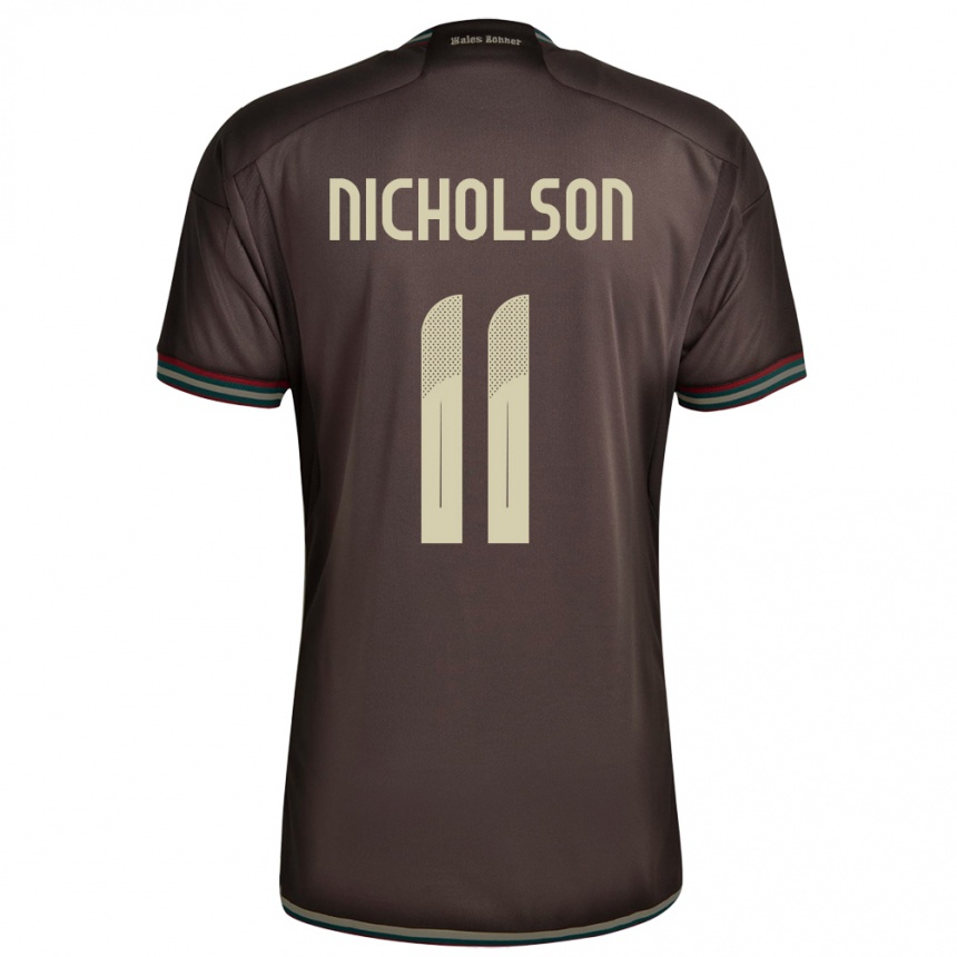 Kids Football Jamaica Shamar Nicholson #11 Night Brown Away Jersey 24-26 T-Shirt Nz