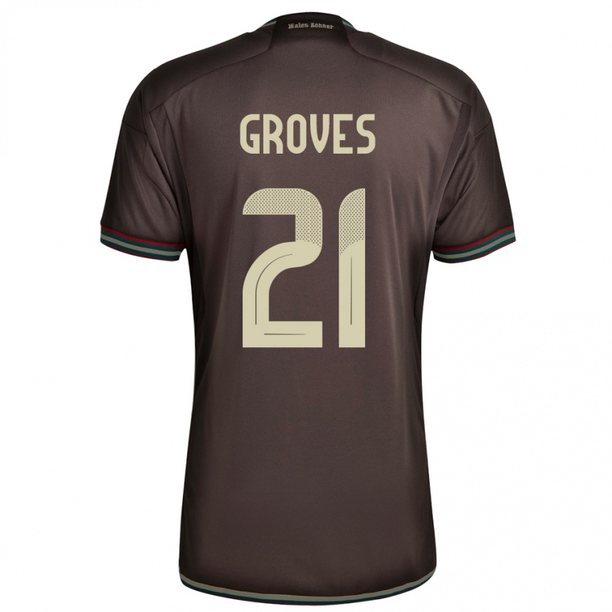 Kids Football Jamaica Isreala Groves #21 Night Brown Away Jersey 24-26 T-Shirt Nz