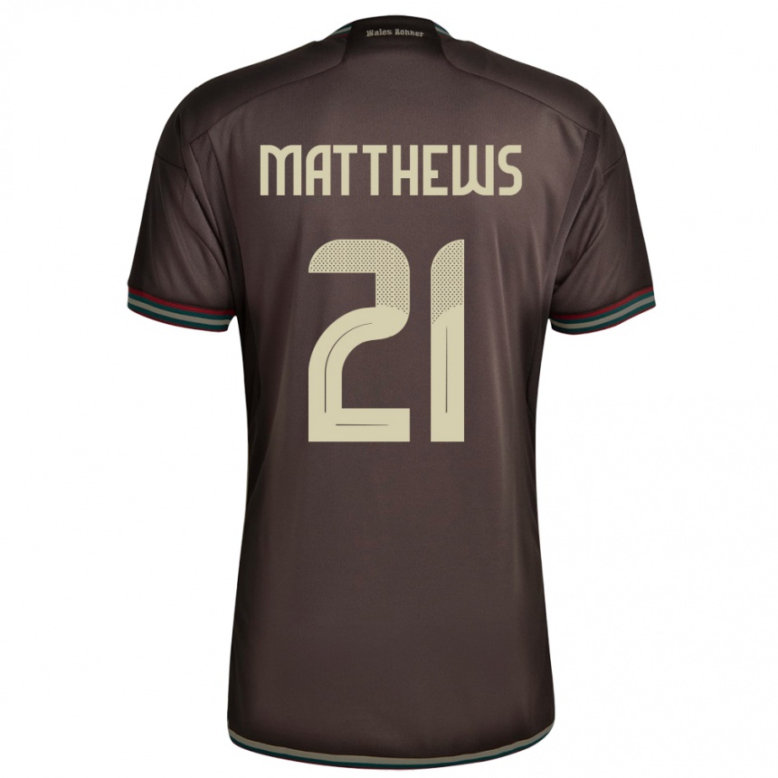 Kids Football Jamaica Cheyna Matthews #21 Night Brown Away Jersey 24-26 T-Shirt Nz