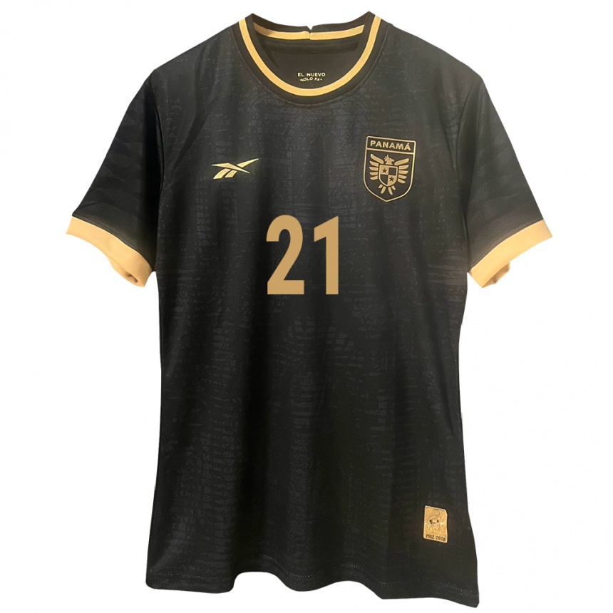 Kids Football Panama Nicole De Obaldía #21 Black Away Jersey 24-26 T-Shirt Nz