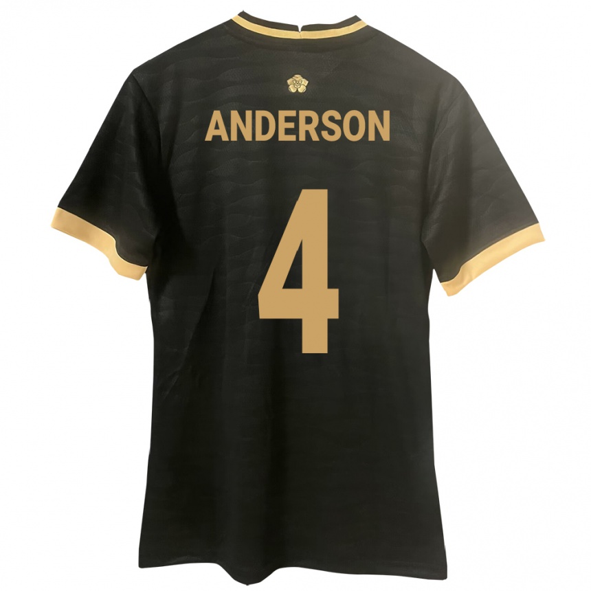 Kids Football Panama Eduardo Anderson #4 Black Away Jersey 24-26 T-Shirt Nz