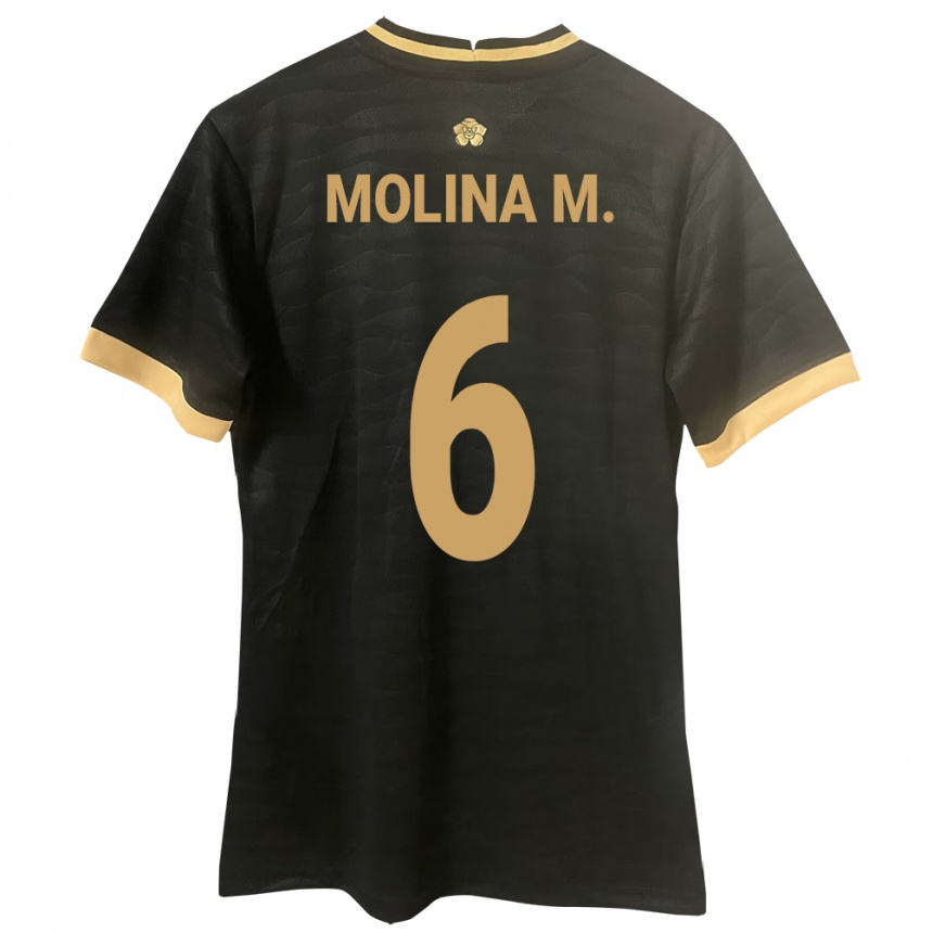 Kids Football Panama Mariana Molina #6 Black Away Jersey 24-26 T-Shirt Nz