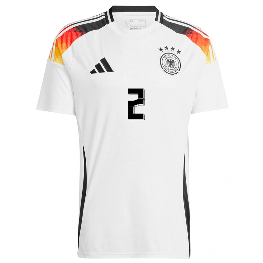 Men Football Germany Antonio Rudiger #2 White Home Jersey 24-26 T-Shirt Nz