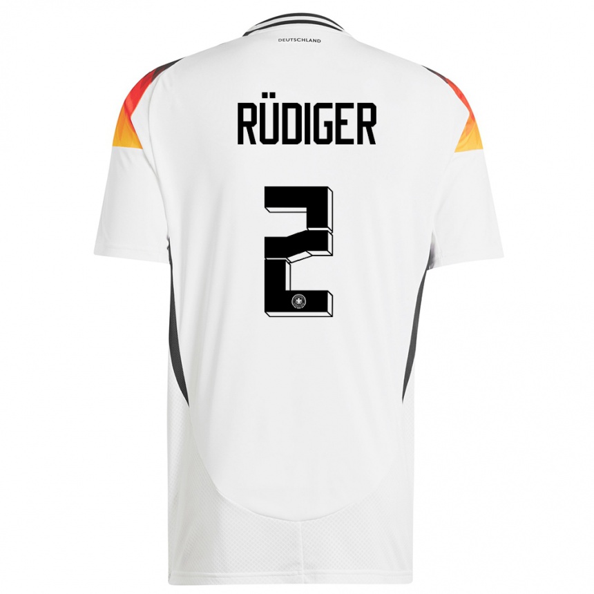 Men Football Germany Antonio Rudiger #2 White Home Jersey 24-26 T-Shirt Nz