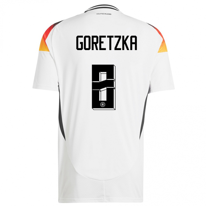 Men Football Germany Leon Goretzka #8 White Home Jersey 24-26 T-Shirt Nz