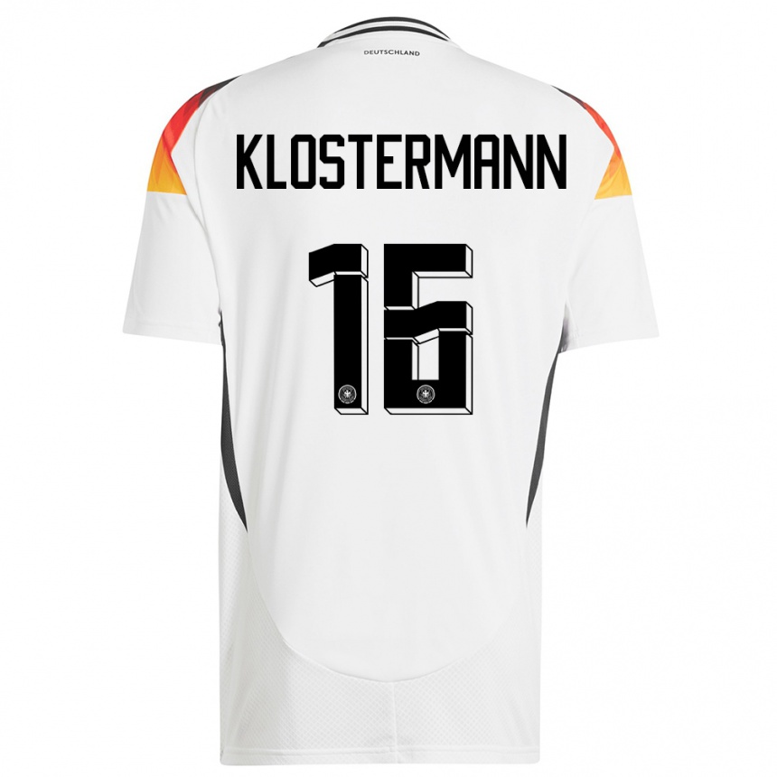 Men Football Germany Lukas Klostermann #16 White Home Jersey 24-26 T-Shirt Nz