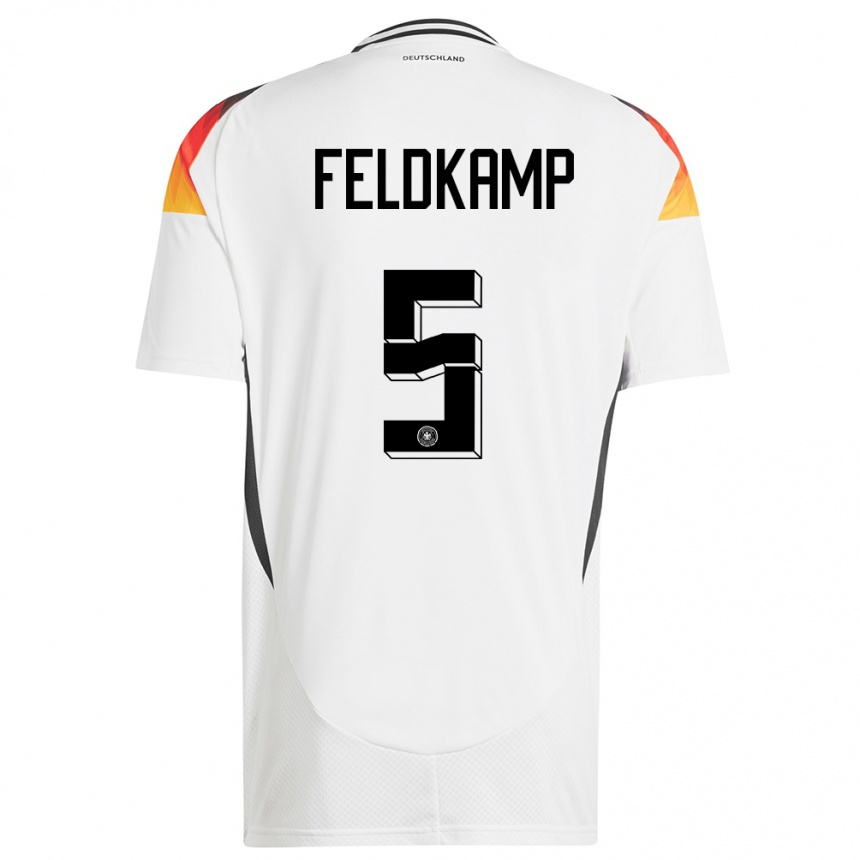 Men Football Germany Jana Feldkamp #5 White Home Jersey 24-26 T-Shirt Nz