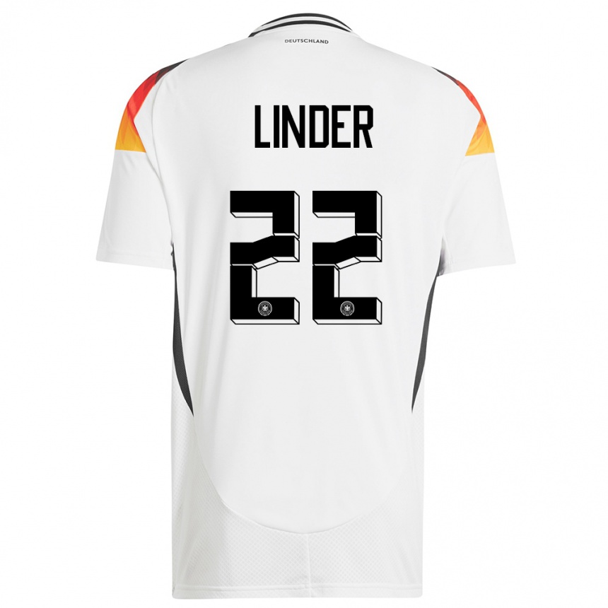 Men Football Germany Sarai Linder #22 White Home Jersey 24-26 T-Shirt Nz