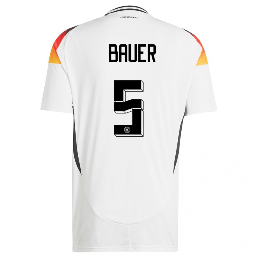 Men Football Germany Maximilian Bauer #5 White Home Jersey 24-26 T-Shirt Nz