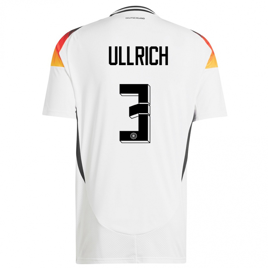 Men Football Germany Lukas Ullrich #3 White Home Jersey 24-26 T-Shirt Nz