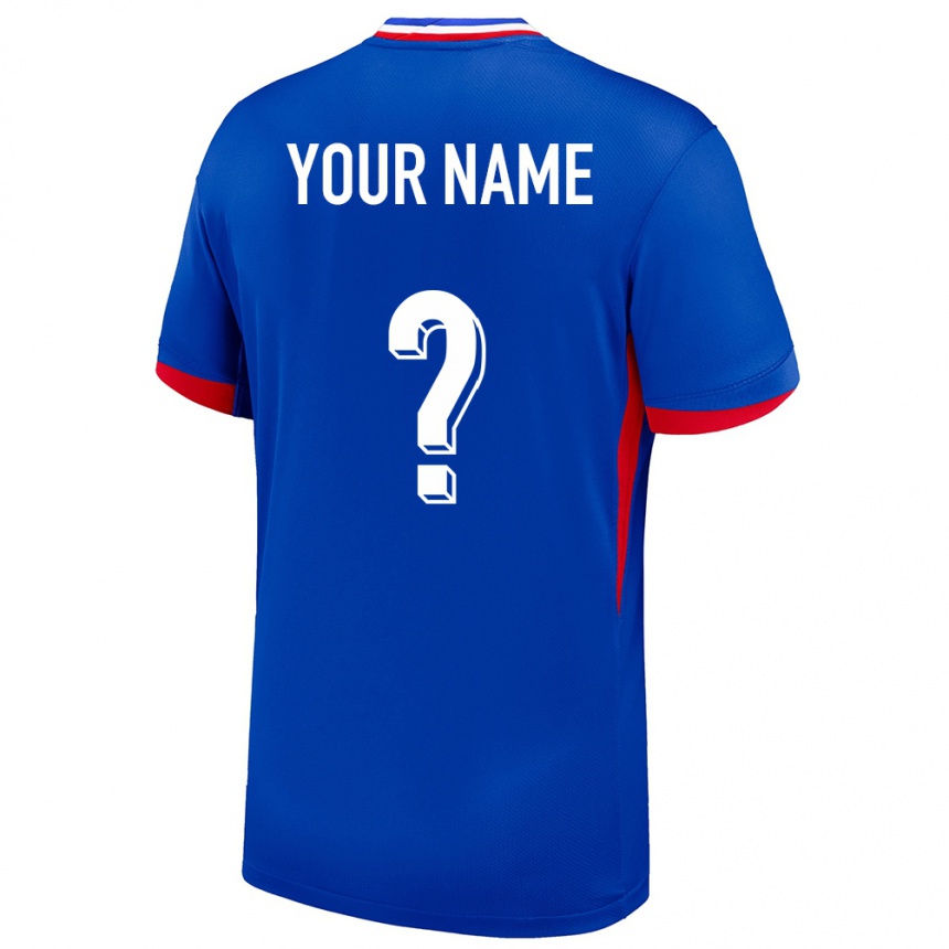 Men Football France Your Name #0 Blue Home Jersey 24-26 T-Shirt Nz