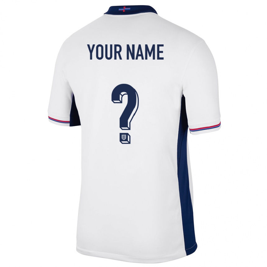 Men Football England Your Name #0 White Home Jersey 24-26 T-Shirt Nz