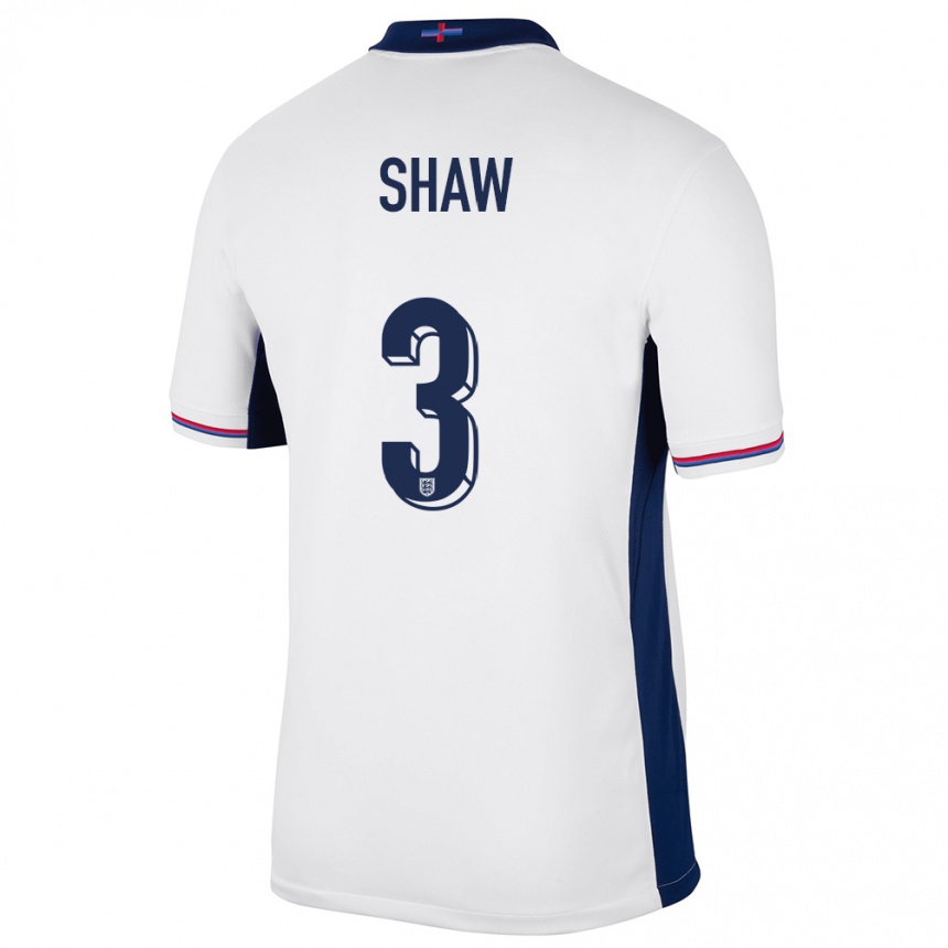 Men Football England Luke Shaw #3 White Home Jersey 24-26 T-Shirt Nz