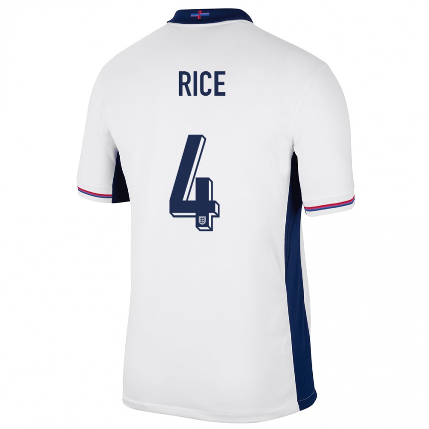 Men Football England Declan Rice #4 White Home Jersey 24-26 T-Shirt Nz