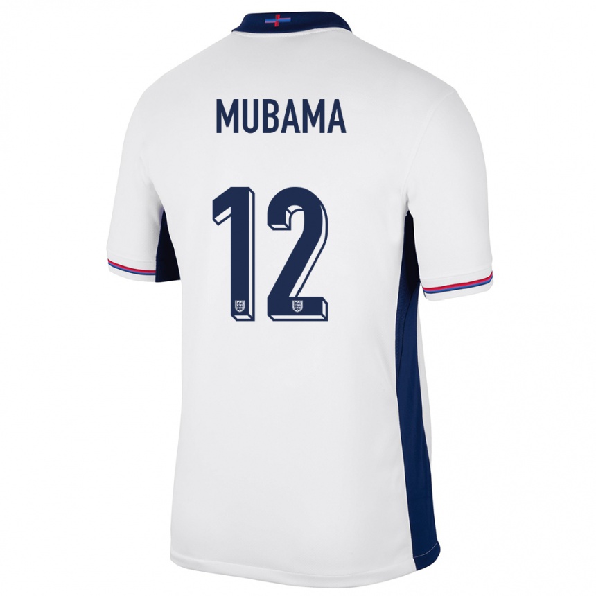 Men Football England Divin Mubama #12 White Home Jersey 24-26 T-Shirt Nz