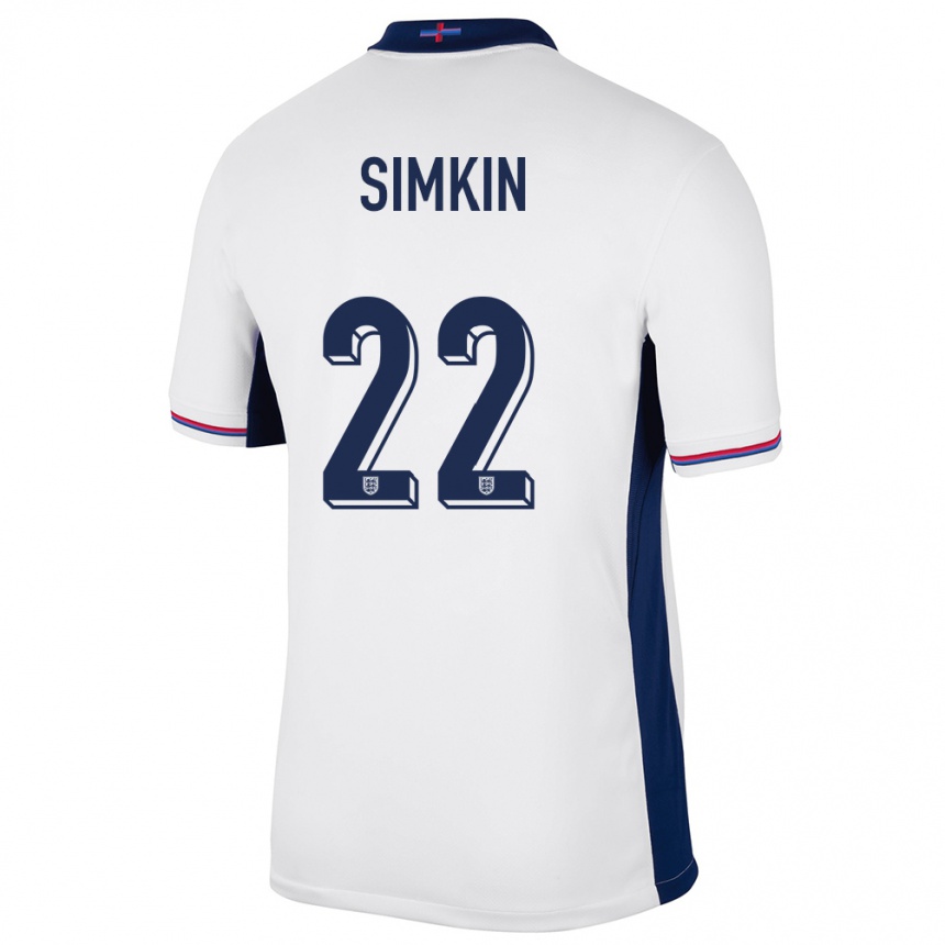 Men Football England Tommy Simkin #22 White Home Jersey 24-26 T-Shirt Nz