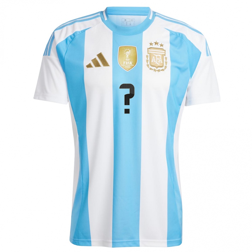 Men Football Argentina Your Name #0 White Blue Home Jersey 24-26 T-Shirt Nz