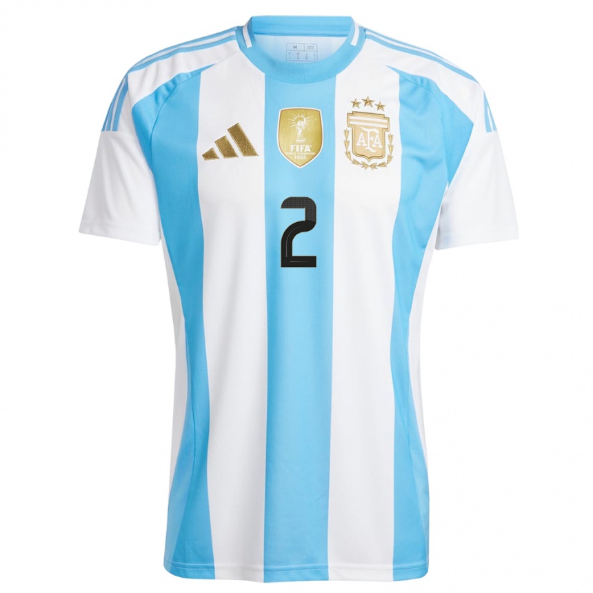 Men Football Argentina Lautaro Di Lollo #2 White Blue Home Jersey 24-26 T-Shirt Nz