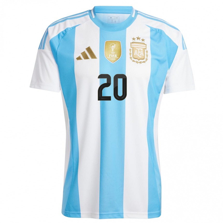 Men Football Argentina Thiago Almada #20 White Blue Home Jersey 24-26 T-Shirt Nz