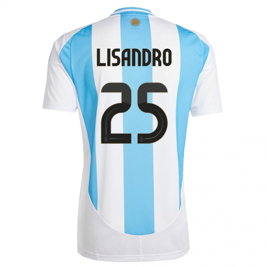 Men Football Argentina Lisandro Martinez #25 White Blue Home Jersey 24-26 T-Shirt Nz