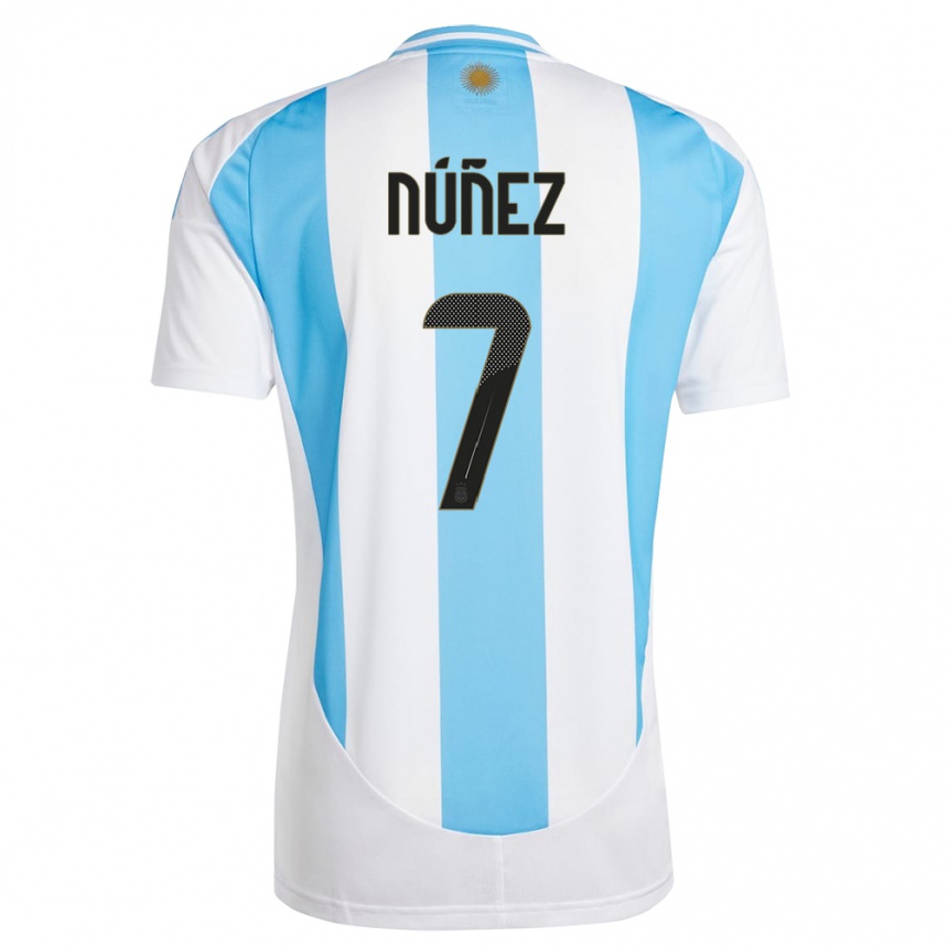 Men Football Argentina Romina Nunez #7 White Blue Home Jersey 24-26 T-Shirt Nz