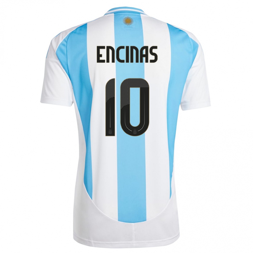 Men Football Argentina Axel Encinas #10 White Blue Home Jersey 24-26 T-Shirt Nz