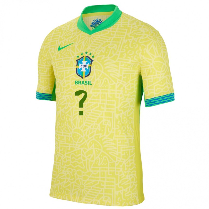 Men Football Brazil Your Name #0 Yellow Home Jersey 24-26 T-Shirt Nz