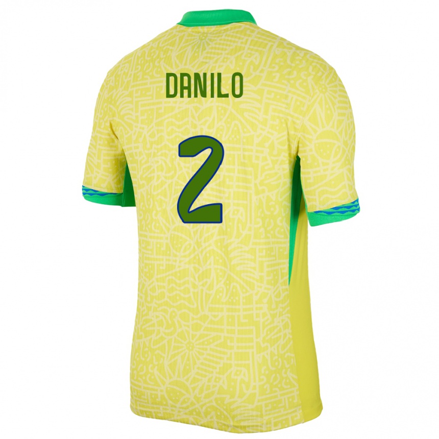 Men Football Brazil Danilo #2 Yellow Home Jersey 24-26 T-Shirt Nz