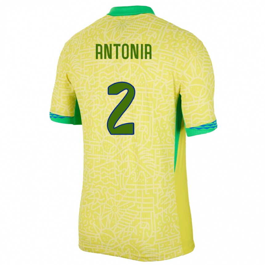 Men Football Brazil Antonia #2 Yellow Home Jersey 24-26 T-Shirt Nz