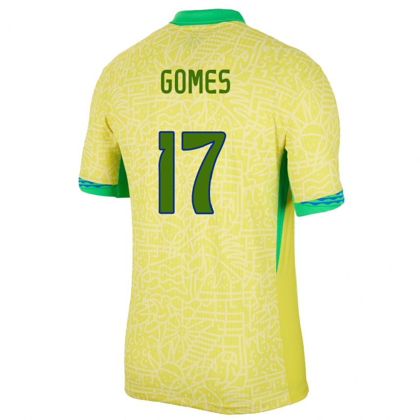 Men Football Brazil William Gomes #17 Yellow Home Jersey 24-26 T-Shirt Nz